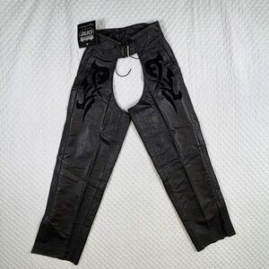 Edgy Black Leather Pants with Tribal Accents